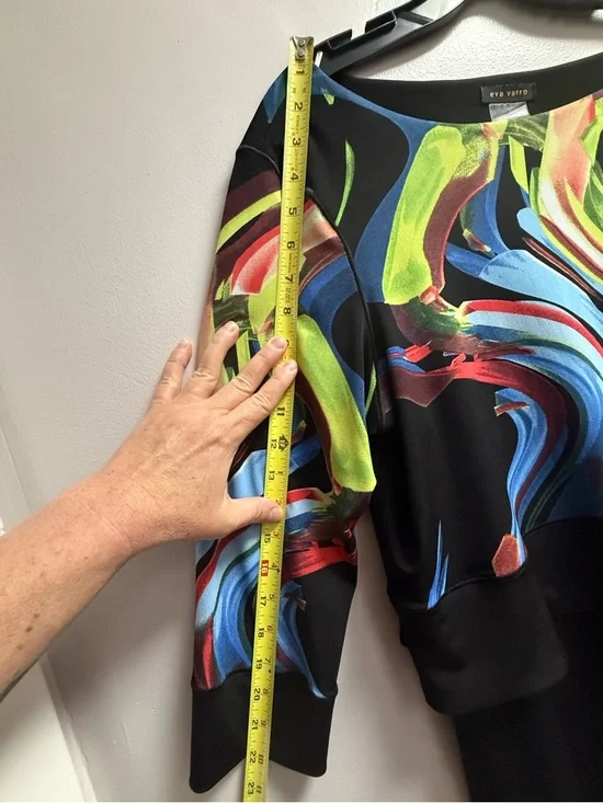 eva varro Black Vibrant Multicolor Brushstroke Gorgeous Artistic Top Women’s XL - Picture 10 of 16